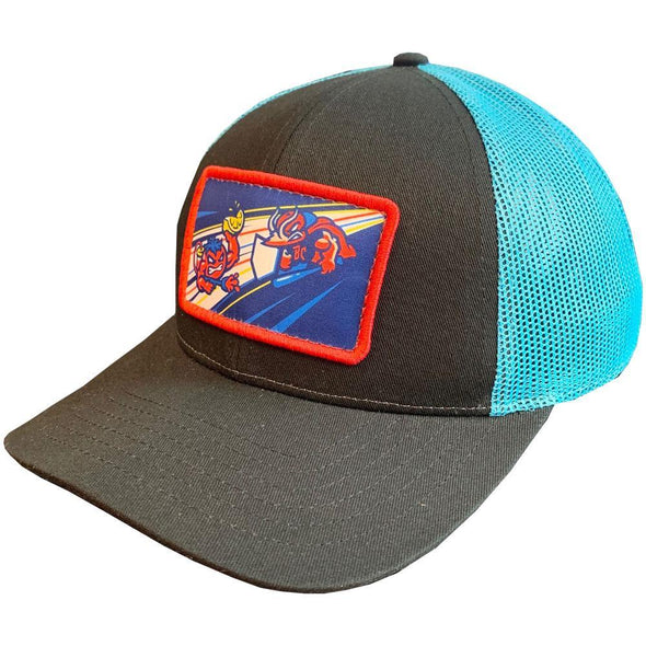 Jacksonville Jumbo Shrimp OC Blue/Black Hero/Villain Patch Trucker