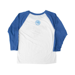 108 YOUTH RAGLAN WHITE/BLUE TEE