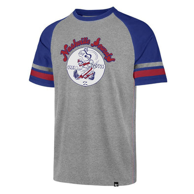 Nashville Sounds '47 Brand Grey & Royal Imprint Opener Raglan Tee