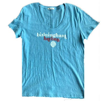 Women's Blue Faded V-Neck T-Shirt