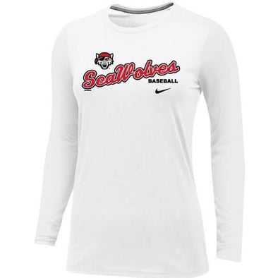 Erie SeaWolves Womens White Nike Long Sleeve Script