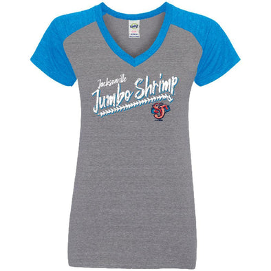 Jacksonville Jumbo Shrimp Bimm Ridder Island Blue V-Neck Raglan