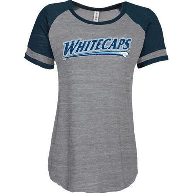 West Michigan Whitecaps Ladies Triblend Colorblock Script Tee
