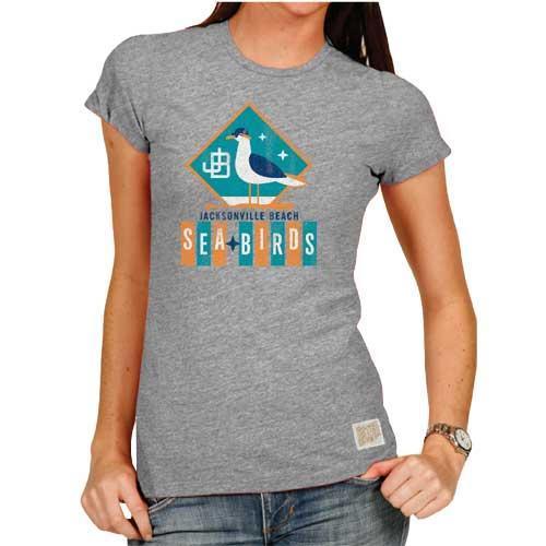 Jacksonville Jumbo Shrimp Jacksonville Beach Seabirds Ladies Crew Tee