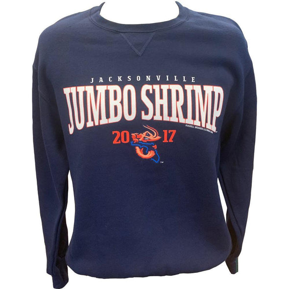 Jacksonville Jumbo Shrimp Russell Athletic Navy 50/50 Fleece Crew Sweatshirt