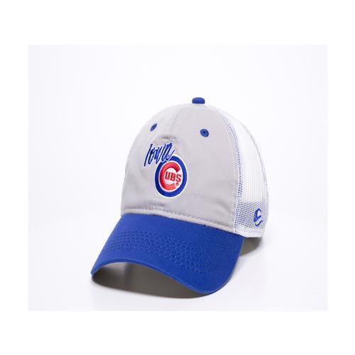 Iowa Cubs Infielder Mesh Adjustable Cap, Gray and Royal