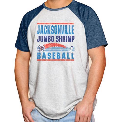 Jacksonville Jumbo Shrimp Retro Brand Navy S/S Raglan Tee