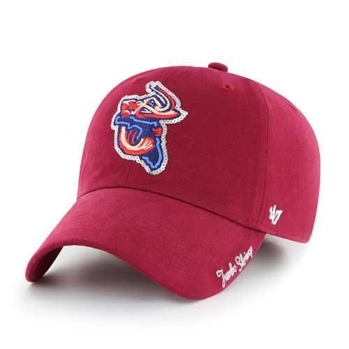 Jacksonville Jumbo Shrimp '47 Ladies Sparkle Dark Red Clean Up Adjustable Cap