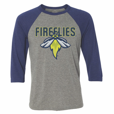 Columbia Fireflies Adult Grey/Navy Traditional Raglan Tee