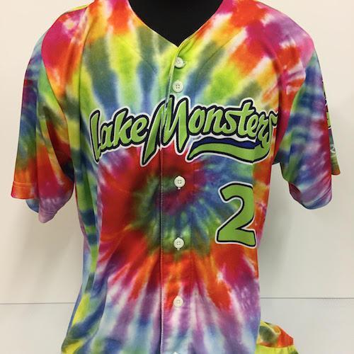 Vermont Lake Monsters 2016 Game Worn Tie Dye Jerseys