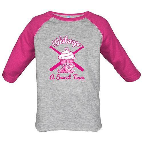 West Michigan Whitecaps Toddler Pink/Grey Baseball Tee