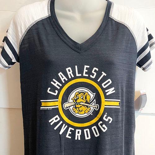 Charleston RiverDogs Charleston RiverDogs Ladies Striped Sleeve Tee