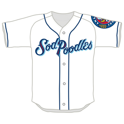 Amarillo Sod Poodles White Home Adult Stitch Replica Jersey