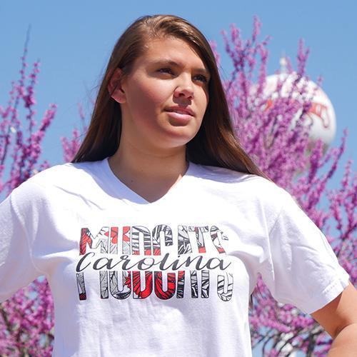 Carolina Mudcats White Floral V-Neck CC Tee