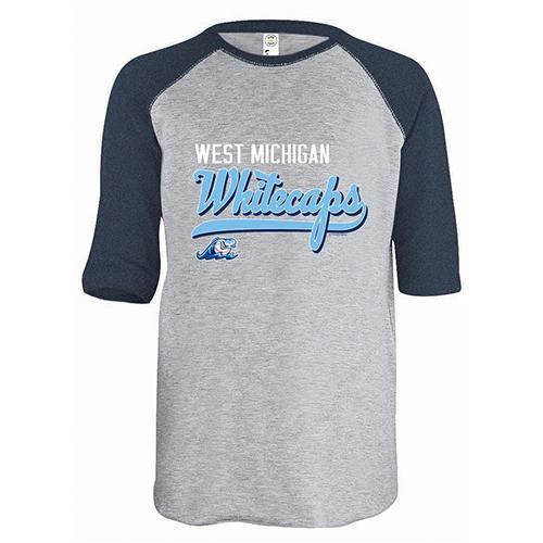 West Michigan Whitecaps Youth 3/4 Sleeve Baseball Tee