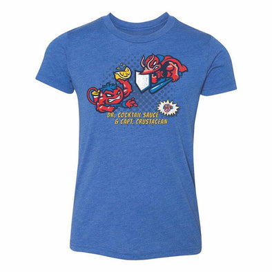 Jacksonville Jumbo Shrimp 108 Stitches Dueling Hero/Villain Youth Tee